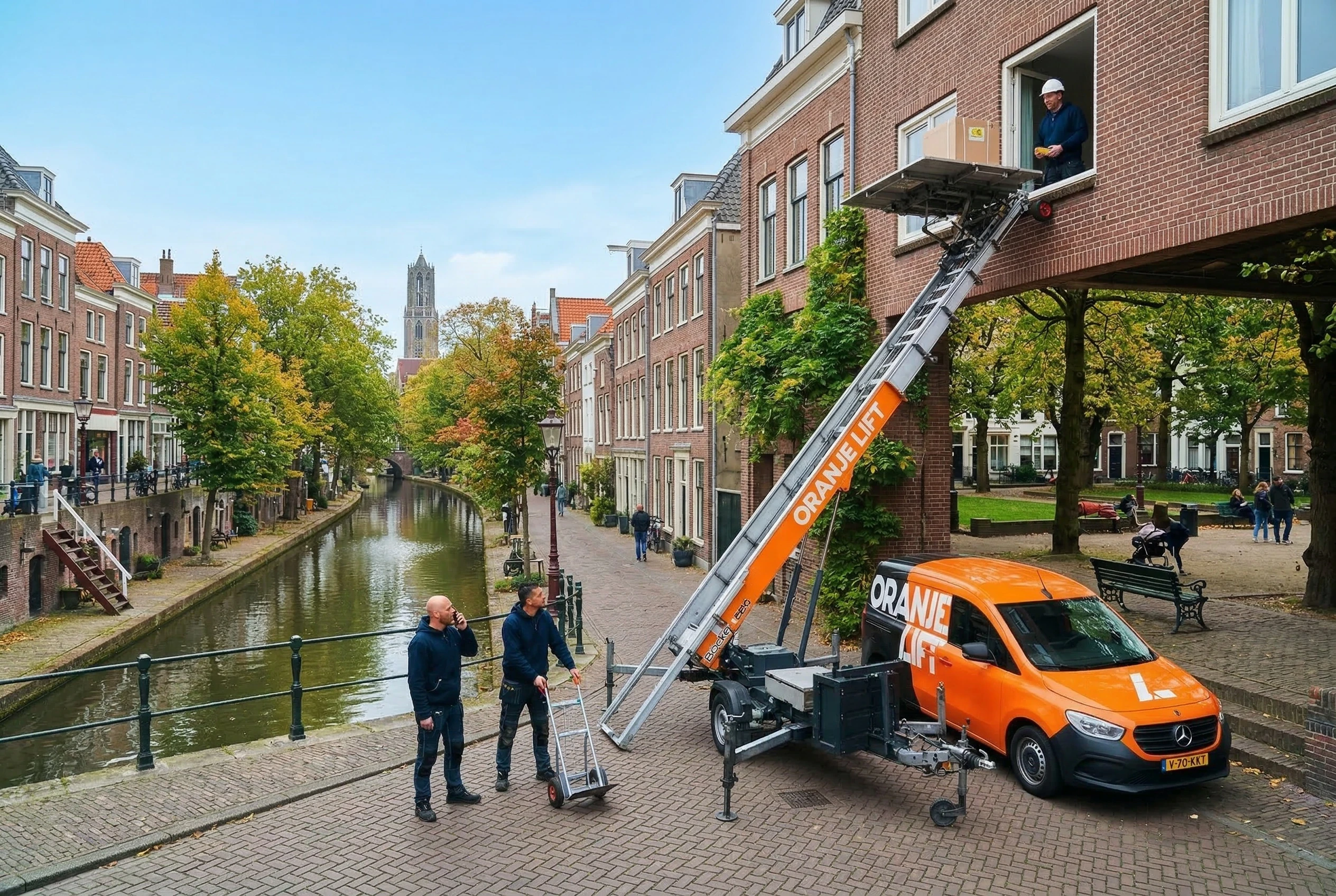 Verhuislift bij woning in Leiden